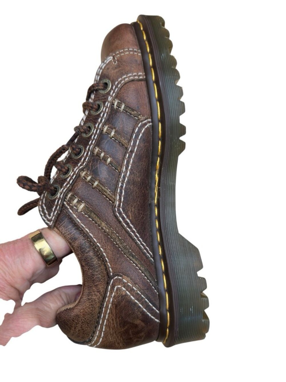 Vintage Dr Martens Y2K Chunky Brown Oxford Shoes Leather 8 Men/9 Woman Platform - Picture 6 of 10